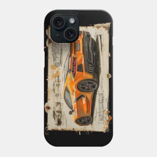 Orange C8 Corvette Design Drawing Supercar Racecar Muscle Car Printed on Back Amplify Orange Corvette C8 Phone Case