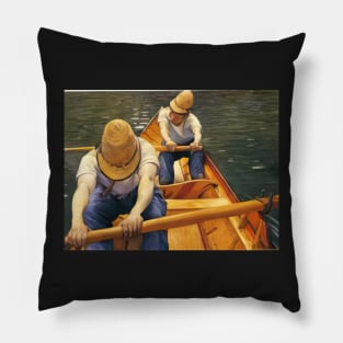 boaters rowing on the yerres - Gustave Caillebotte Pillow