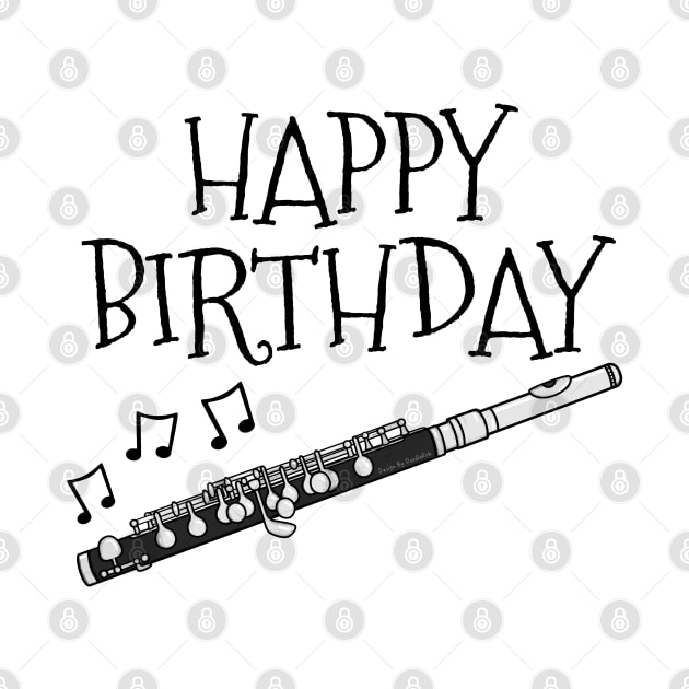 Piccolo Happy Birthday Piccoloist Woodwind Musician by doodlerob