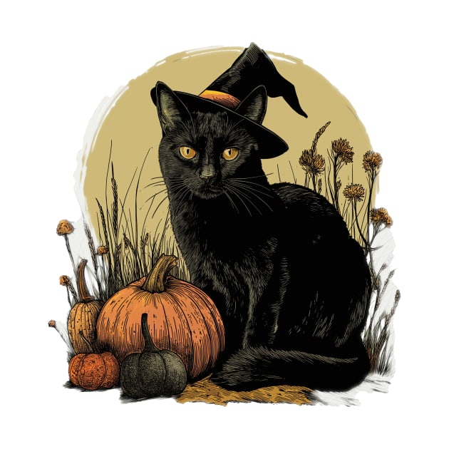 Vintage Halloween Black Cat Witch Retro Cute Super Cool Best Gift by MortuaryChill