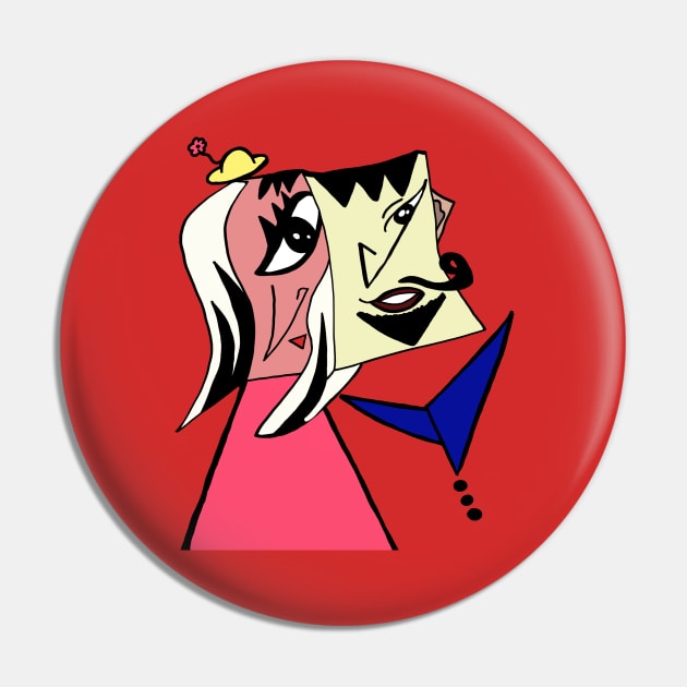 Original Painting - Loving Couple Pin by O.M design