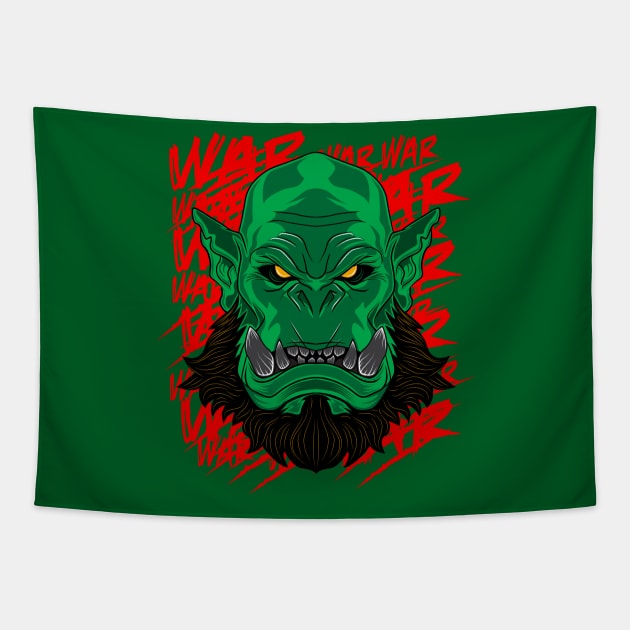 War Craft Orc Head with Background Tapestry by KaboomArtz