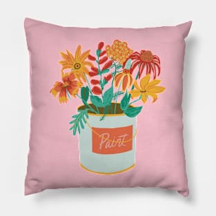 Cheery Flowers in Paint Can Pillow