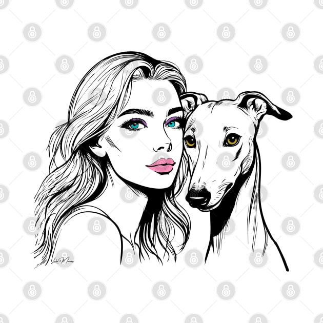 Greyhound and Lady Lineart by Greyhounds Are Greyt