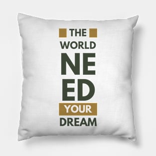 Dark Green and Brown Bold Typographic Pillow