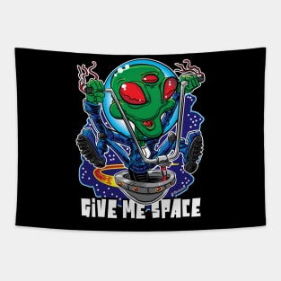 Give Me Space Alien UFO with Handlebars Tapestry