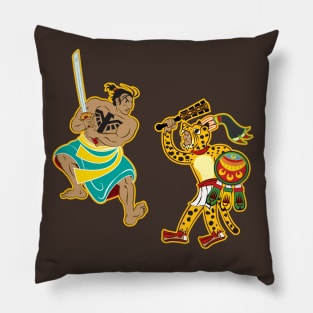 Aztec Samurai vs Jaguar Warrior Pillow