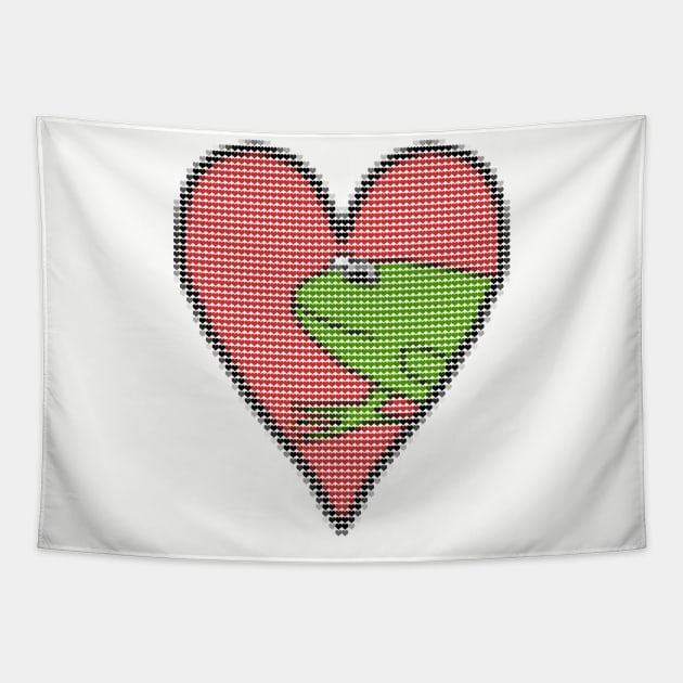 My Valentines Day Frog Love Heart Filled with Hearts Tapestry by ellenhenryart