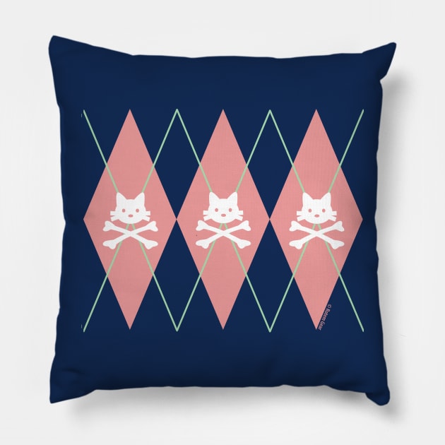 Kitty X-Bones Argyle Pink Pillow by jrotem