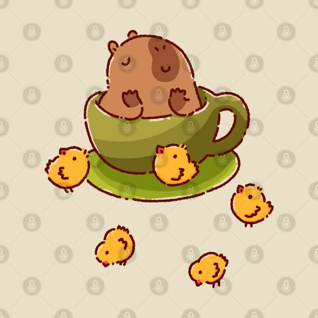 Capybara in a cup of coffee, it's capyccino by Tinyarts
