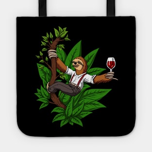 Funny Sloth Wine Drinking Lover Tote