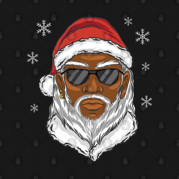 Afro-American Santa Claus Wearing Sunglasses Black Santa - Black Santa Claus - Long Sleeve T-Shirt