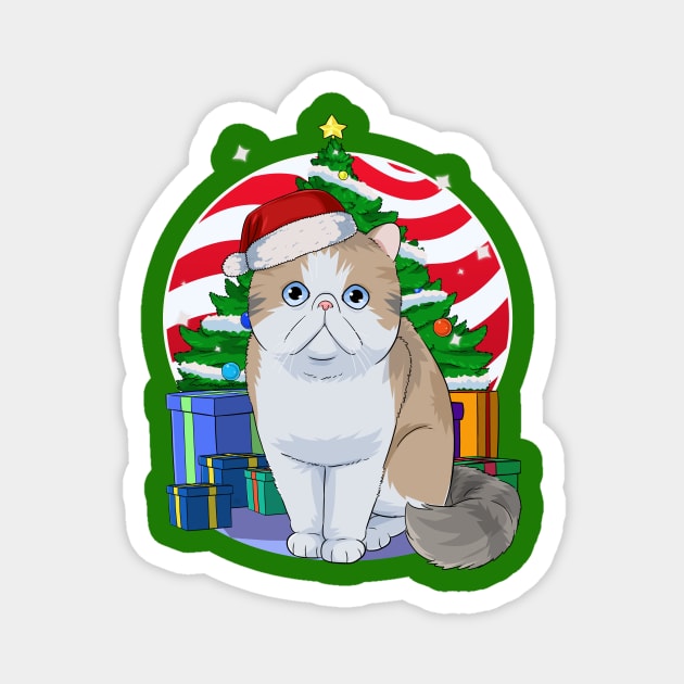 Exotic Shorthair Cat Christmas Tree Santa Magnet by Noseking