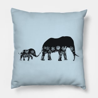 Floral Elephants Pillow