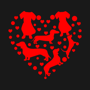 cute dachshund dog lovers heart silhouette valentines day gifts T-Shirt