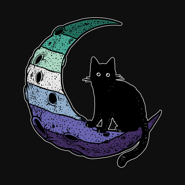 Gay Man Pride Cat Moon by Psitta