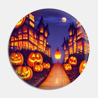 Different Types of Halloween Pumpkin Faces in the Horror Town Pin