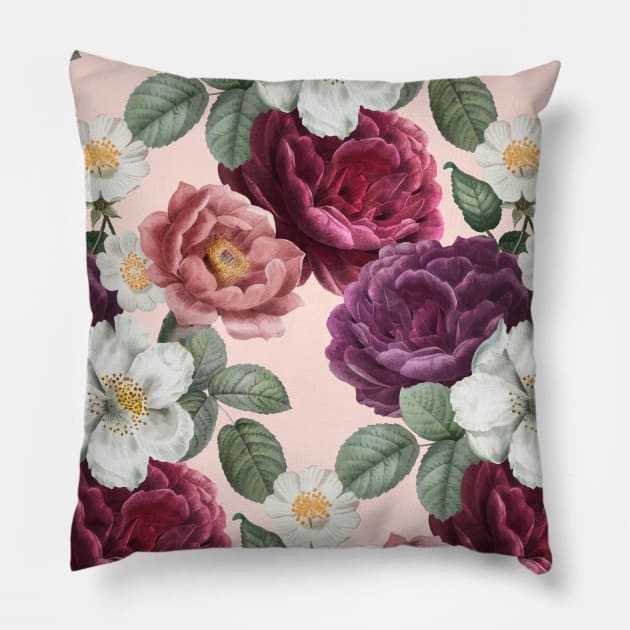 Purple white floral flower Pillow by Flipodesigner