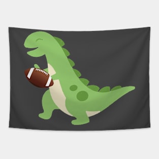 Dinosaur playing football Tapestry