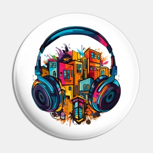 Headphone Music Non Stop Fun Urbain City Life Pin