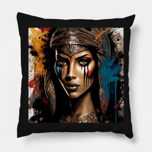 Fierce Egyptian Goddess Illustration Pillow