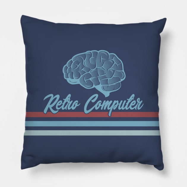 Retro Computer Brain - Stripes Pillow by Jitterfly