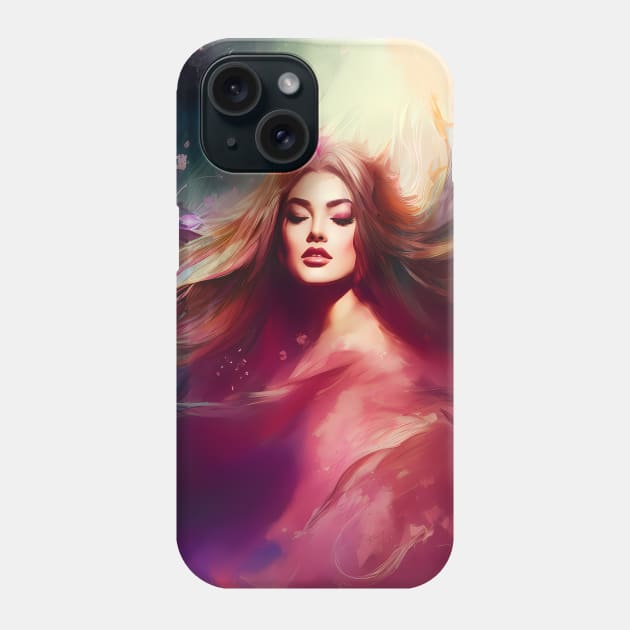 Beautiful Woman in Warm Abstract Color Swirl Phone Case by InfinitelyPink