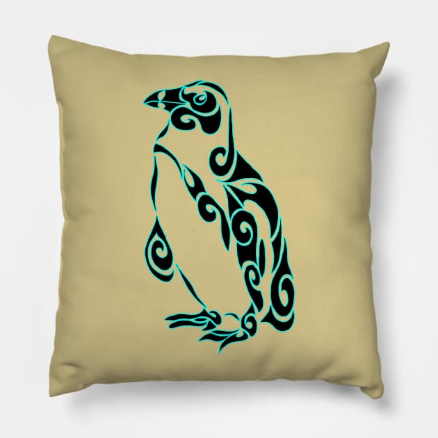 African Tribal Penguin Pillow by StephenBibbArt