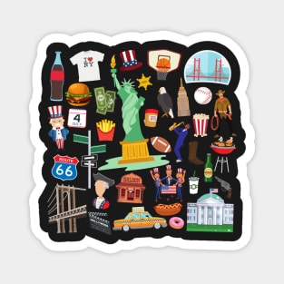 USA Travel Icons Magnet