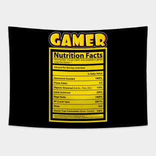 'Gamer Nutrition Blue Label Facts' Video Gamer Gift Tapestry