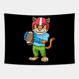 Lion as Footballer with Football and Helmet Tapestry