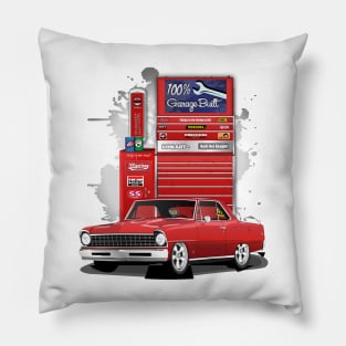 1967 Bolero Red Chevrolet Nova Garage Built Print Pillow