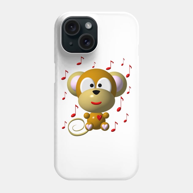 Cute Musical Monkey Phone Case by CuteCrittersWithHeart