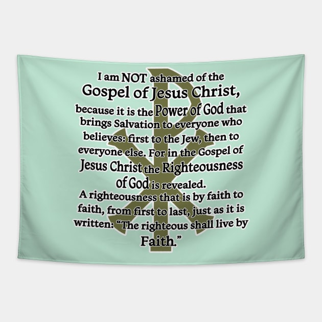 I am Not Ashamed of the Gospel of Jesus Christ ... Gold Chi Rho Tapestry by The Knotty Works