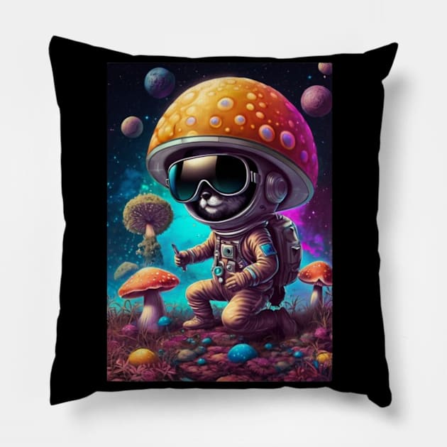 Techno Astronaut T-Shirt - Techno Organism - Catsondrugs.com - Techno, rave, edm, festival, techno, trippy, music, 90s rave, psychedelic, party, trance, rave music, rave krispies, rave flyer Pillow by catsondrugs.com