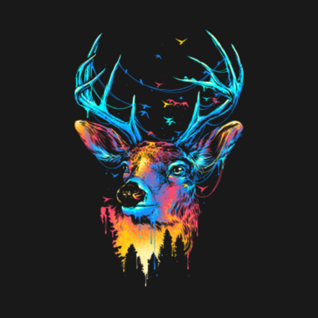 Colorful Deer - Deer - T-Shirt