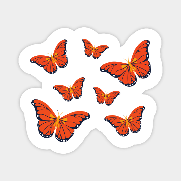 Vintage red butterflies Magnet by AllPrintsAndArt