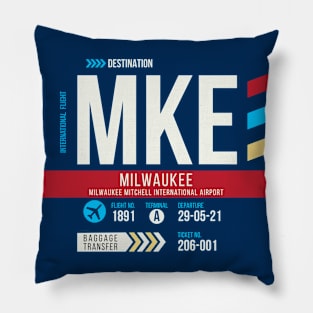 Milwaukee (MKE) Airport Code Baggage Tag C Pillow