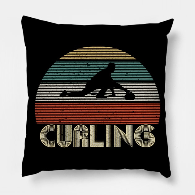 Curling Funny Pillow by rebuffquagga