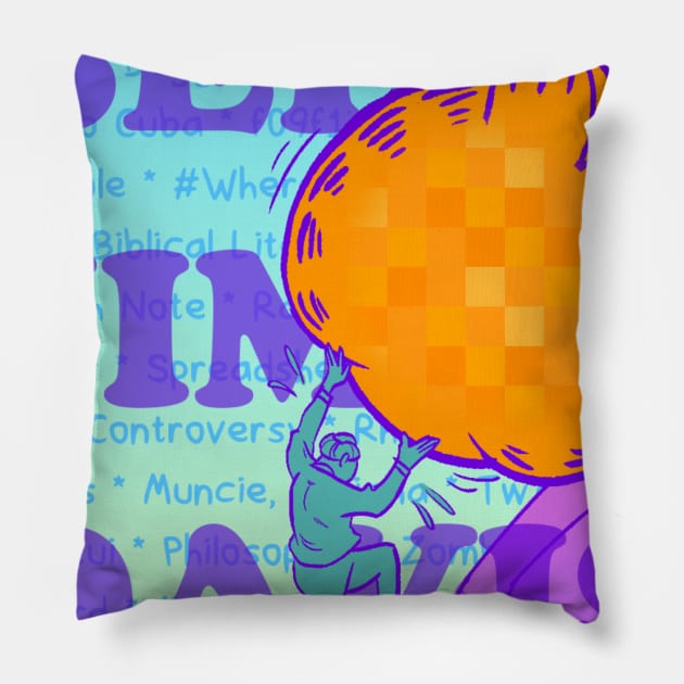 Being Jim Davis Sisyphus Logo Pillow by Pitch Drop Store