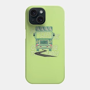 Green truck art motif illustration with paisley design pattern saying honk honk coming through Phone Case