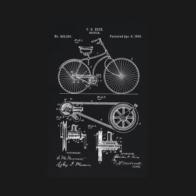 Vintage Bicycle Blueprint patent illustration 1890 by LittleBean