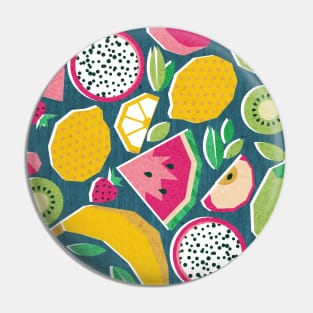 Paper cut geo fruits // pattern // teal background Pin