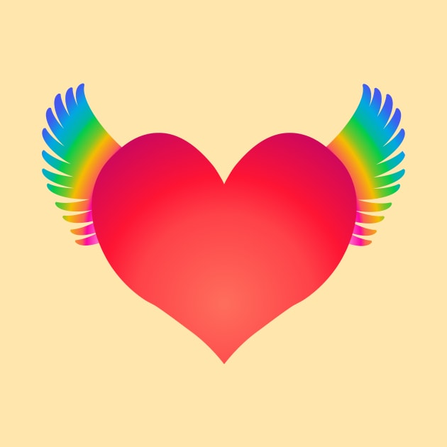 Red Heart & Rainbow Wings by RawSunArt