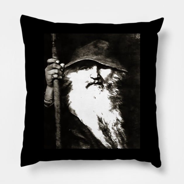 Scandinavian God Odin The Wanderer Pillow by taiche
