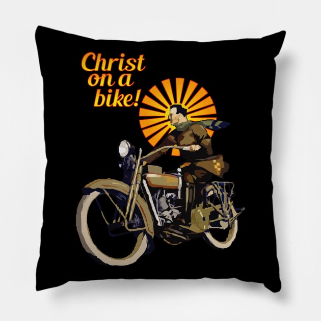 Christ on a Bike Pillow by Sifs Store