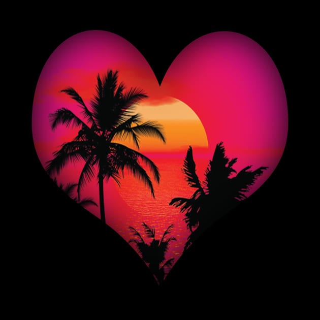 Tropical Island Beach Sunset Heart by XanderWitch Creative