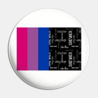 Bi Pride, She/Her Pronouns - Identity Pride Pin