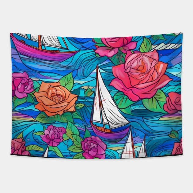 Sailing boats pattern Tapestry by BloodRubyz