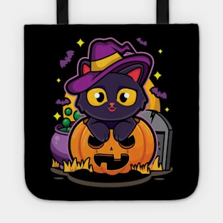 Cute Halloween Pumpkin Cat Tote